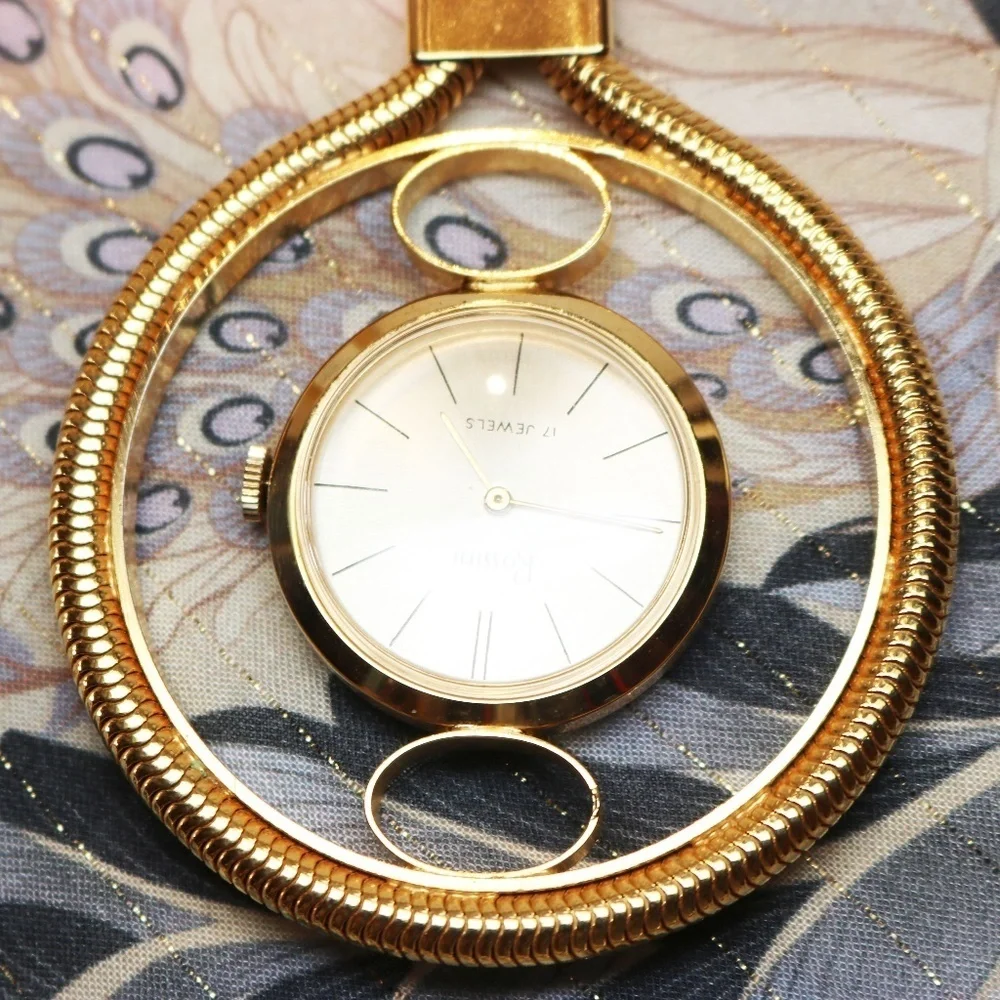 Vintage 1970s Rossini 17 Jewels Timepiece Necklace